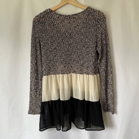 Entro black and white knit chiffon long sleeved sweater top casual women size S - Picture 7 of 7